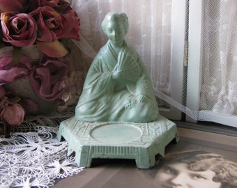 Antique Geisha Makeup Holder, Asian Makeup Holder, Antique Makeup Holder, Antique Figural Makeup Holder, Vantinez Jewelry Holder