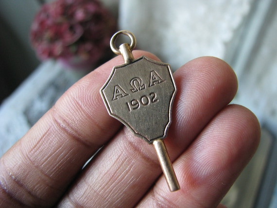 Antique Gold Fraternity Fob, Alpha Kappa Alpha Fob