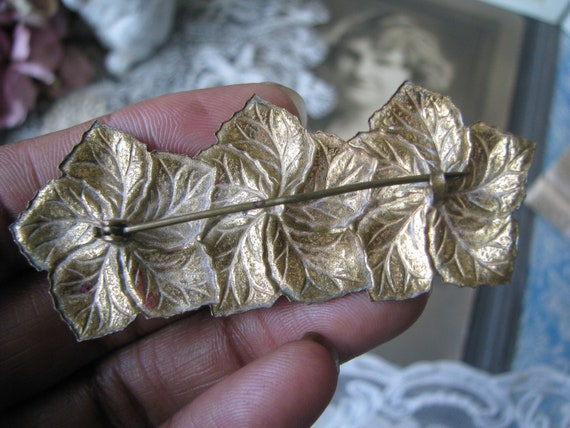 Antique Flower Brooch, Art Deco Flower Brooch, Go… - image 7