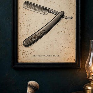 Vintage Barber Shop-tryckpaket, Dark Academia Grooming-dekor (set om 10)