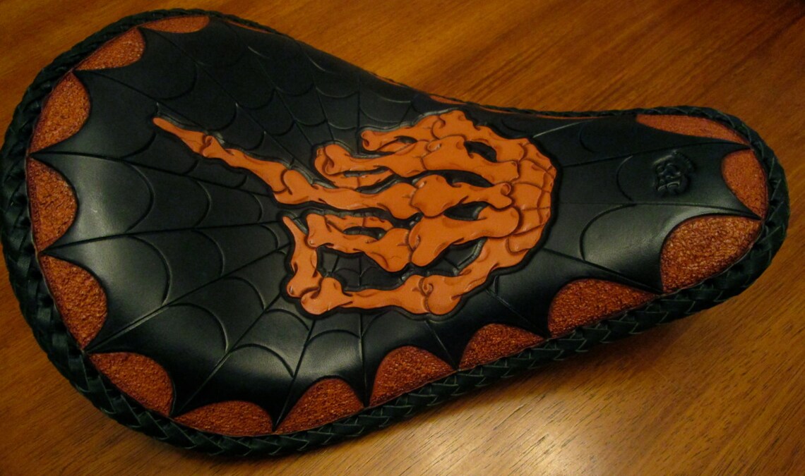 hand tooled motorcycle seat