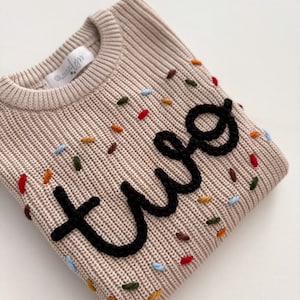 Hand Embroidered Birthday Sweater, Confetti Birthday Sweater, Sprinkle Sweater, Birthday Sweater, Birthday Milestone Sweater, First Birthday