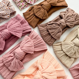 Bandeau et noeuds pour bébé fille, noeuds doux pour bébé, serre-tête, cadeau de baby shower, bandeau doux pour bébé, ensemble de noeuds pour bébé fille