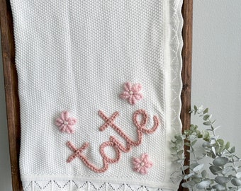 Personalized Baby Name Blanket | Custom Knit Baby Blanket | Baby Shower Gift | Newborn Name Blanket | Personalized Gift | Nursery Blanket