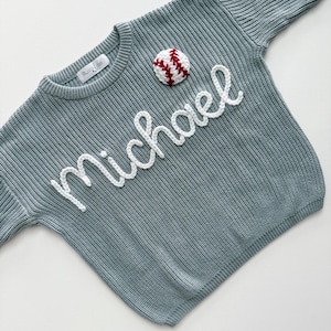 Michael Hand bestickter Pullover, bestickter Pullover, handbestickter Namenspullover, Baseball-Designer-Pullover, bestickter Namenspullover