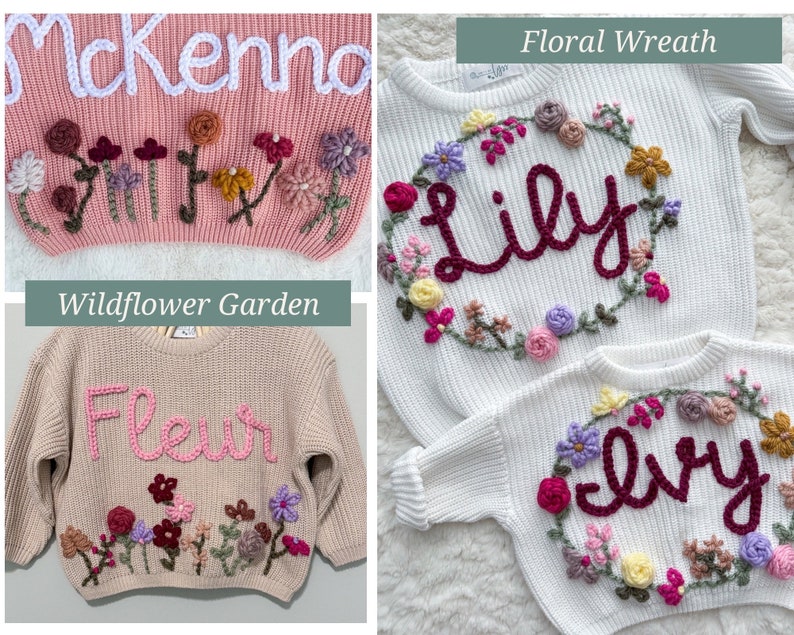 Add a Design, Sweater Design Add On, Custom Embroidered Sweater, Add a Flower, Add a Custom Design image 5