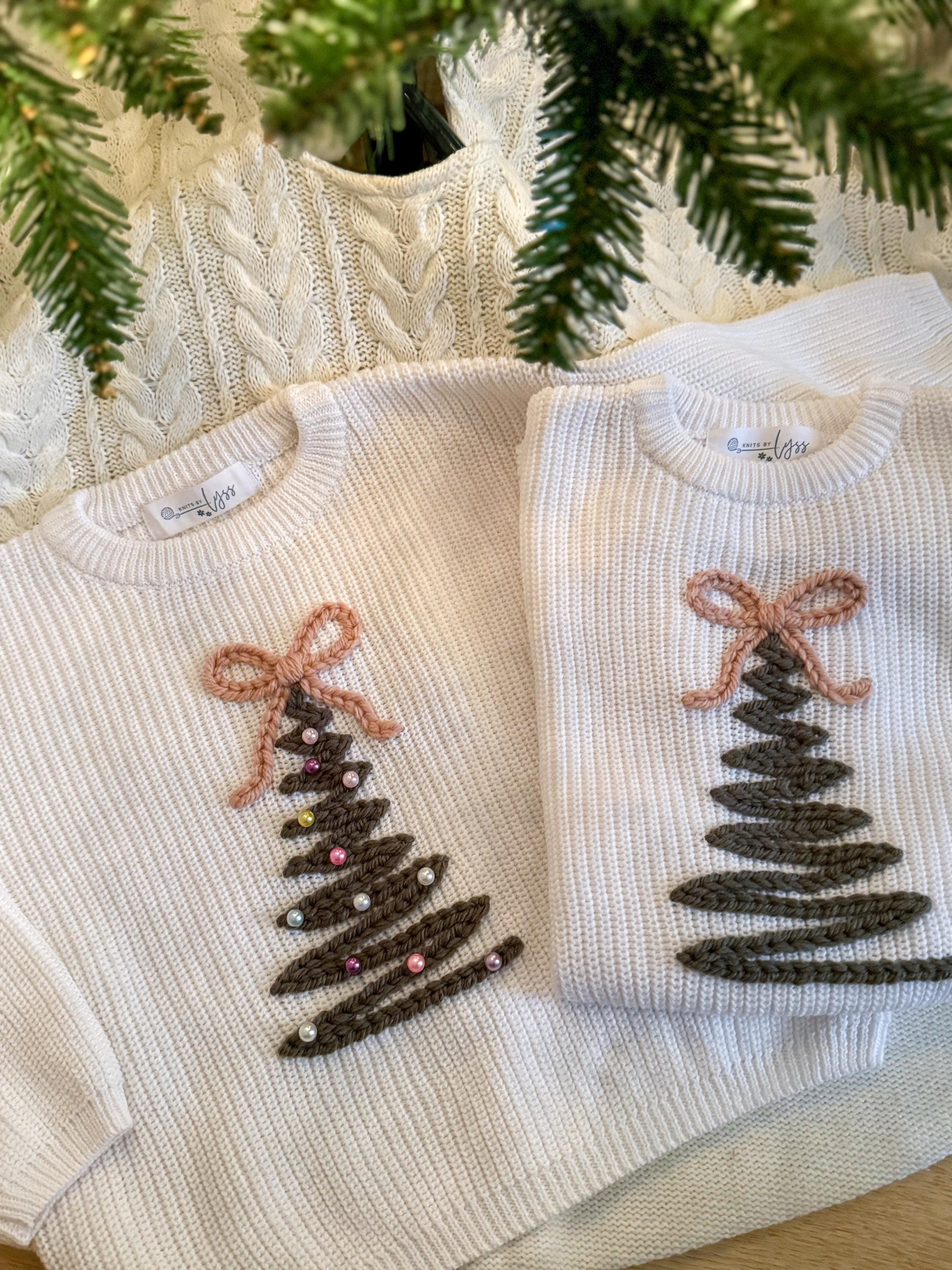 Hand Embroidered Christmas Tree Sweater