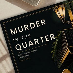 Murder Mystery Logic Puzzles Printable, 20 Detective Puzzle Book PDF, Jazz Age Whodunit Brain Teasers for Adults, Instant Download