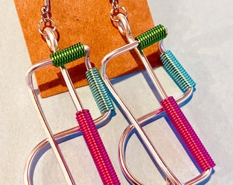 Colorful Geometric Earrings | Dopamine Dressing Jewelry | Handmade Wire Earrings | Bold Statement Earrings