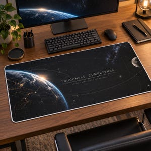 Toughness. Competence. Aerospace Desk Mat | Mission Control Space Desk Pad | Engineer Gift