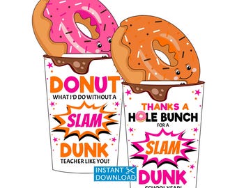 Geschenke für Lehrer - Donuts Kaffee Geschenkkartenhalter, Anerkennung für Lehrer, Ende des Schuljahres, Instant Download