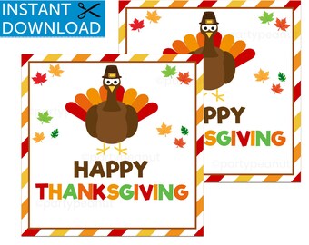 Happy Thanksgiving Tags, Turkey Tag, Teacher Appreciation Tag, Thank You Co-workers, Friends, Family, Printable Thanksgiving Gift Tag