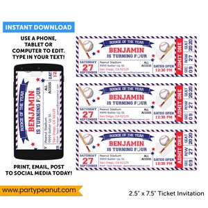 Baseball Ticket Invitation, Baseball Invitation, Baseball Birthday Invitation Ticket, Baseball Party, Baseball Invites, Instant Download image 8