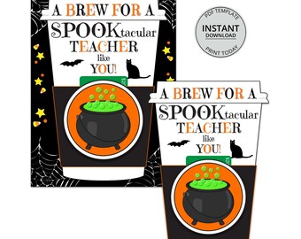 Halloween Teacher Gift, Teacher Thank You, Teacher Appreciation, Halloween Gift Card Holder, Spooktacular, Coffee Gift Card, Printable