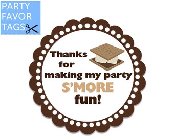 Smore Thank You Tags, Smore Fun, Smore Birthday Party, Smore Party Favor Tag, Smore Favor Tag, Smore Gift Tags, Smore Appreciation Printable