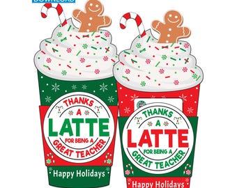Teacher Coffee Gift Card Holder Christmas Thanks A Latte Printable Thank You Gift Teacher Appreciation