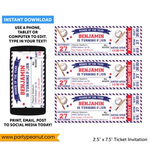 Baseball Ticket Invitation, Baseball Invitation, Baseball Birthday Invitation Ticket, Baseball Party, Baseball Invites, Instant Download image 9