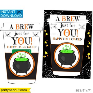 Porte-cartes café, Porte-cartes d'Halloween, Infusion pour vous, Carte-cadeau Halloween pour professeur, Collègue d'Halloween, Cadeau café, Imprimable