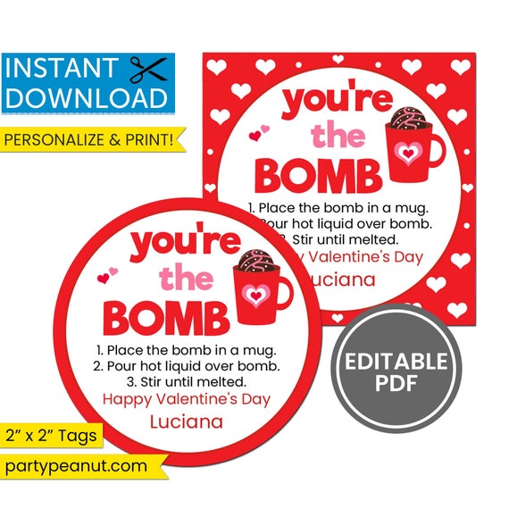 You're The Bomb Printable Valentines Teacher Appreciation Valentine ...