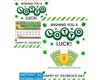 Lottery Ticket Holder, St. Patrick's Day, Teacher Gift, Coworker, Friend, Lotto Luck, Scratch Ticket