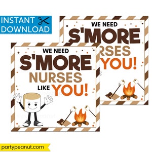 Nurse Appreciation Gift Tag, Nurse Appreciation Week, Nurse Gift Tag, Smore Nurses, Smore Tags, Smores Gift Tags, Smore Thank You Printable