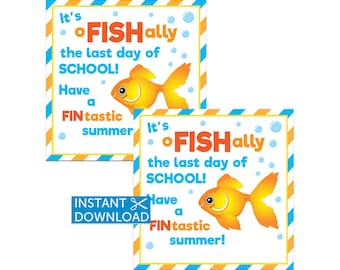 End of School Gift Tag, O-Fish-ally Last Day Of School, Goldfish Favors, Classroom Gift, Printable