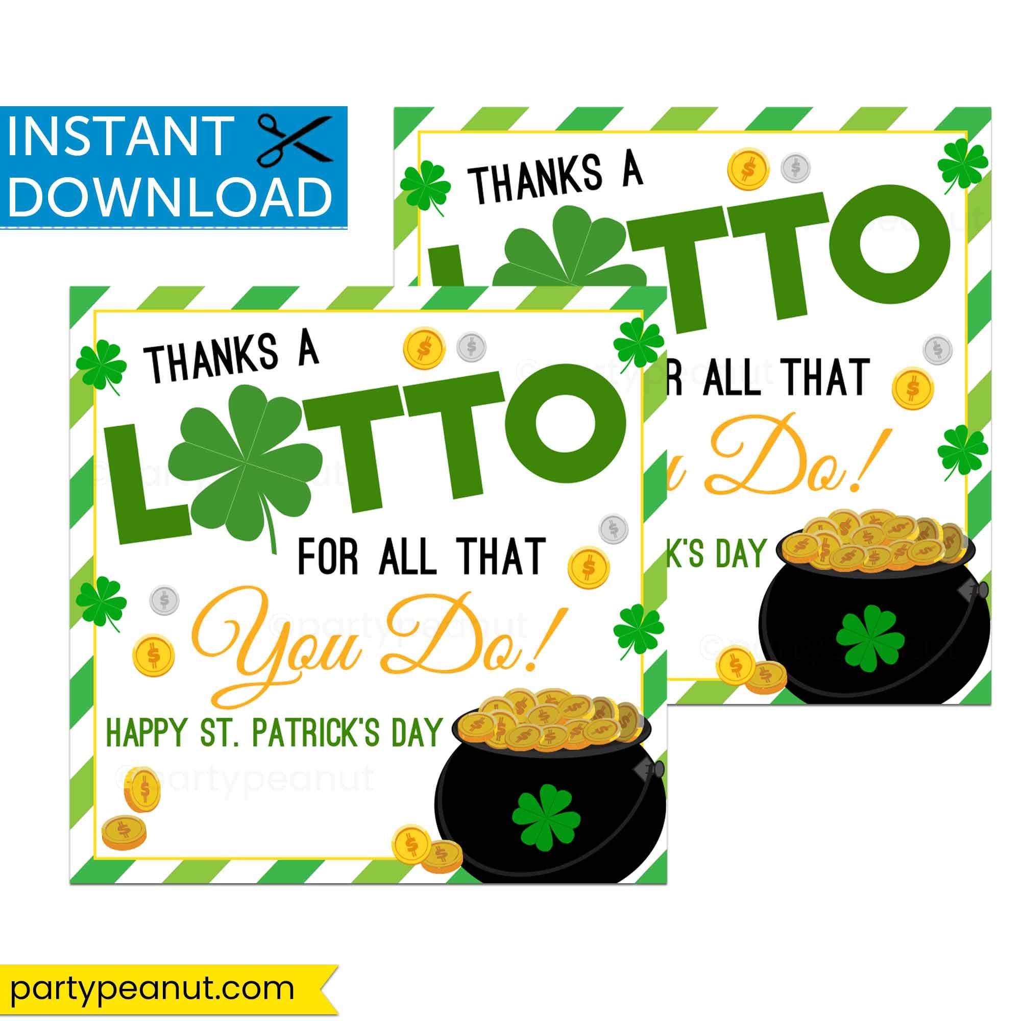 St. Patrick s Day Tags Lottery Ticket Gift Thanks A Lotto
