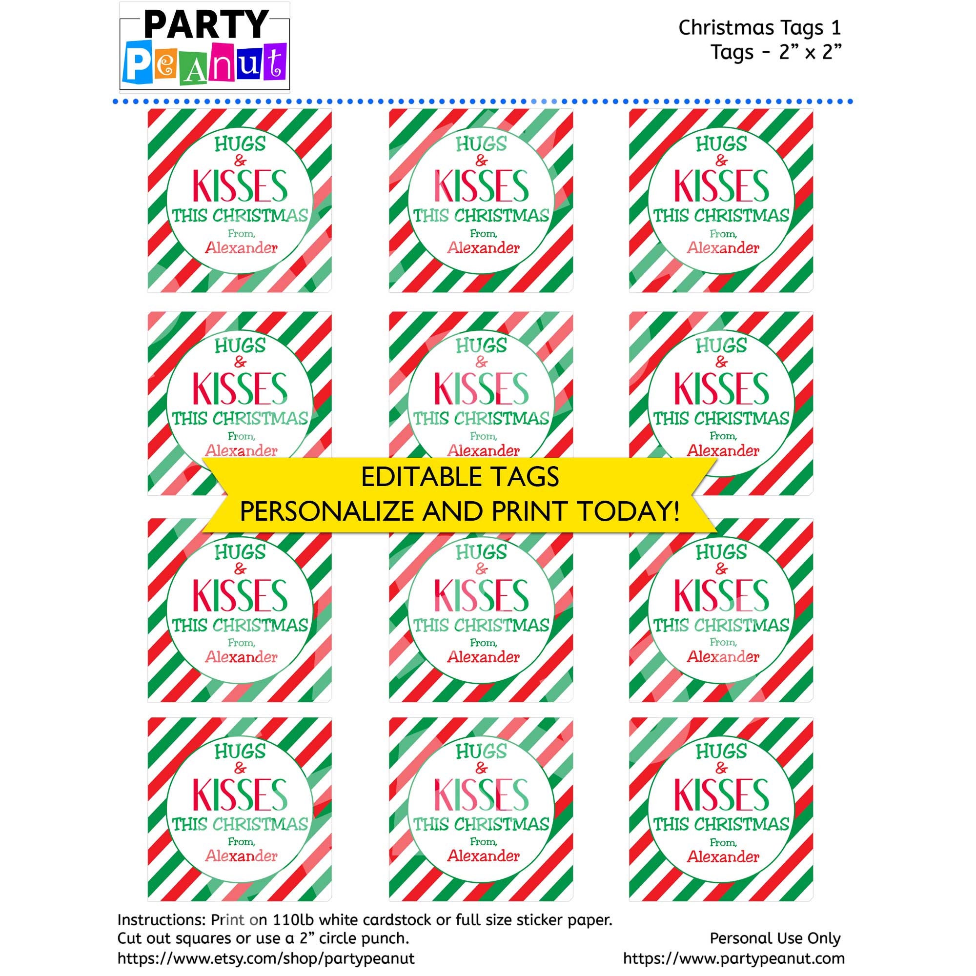 Hugs and Kisses, Christmas Gift Tag, Christmas Tags, Teacher Gift, Kids, School, Coworker, Office, Employee, Printable, Editable - Etsy hugs-and-kisses-christmas-gift-tag-christmas-tags-teacher-gift-kids-school-coworker-office-employee-printable-editable-etsy