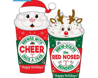 Coffee Gift Card Holder Christmas Printable Xmas Teacher Coworker Employee Neighbor Appreciation Santa Rudolph