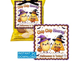 Halloween Potato Chips Tag, Chip Hooray, Halloween Party, Classroom Treats, Teacher Favors, Instant Download