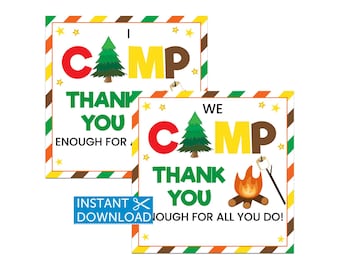 Camping Geschenkanhänger, Lager Gefälligkeiten, bedruckbar, Camping Leckerli Tag, Danke, Sofort Download, Digital