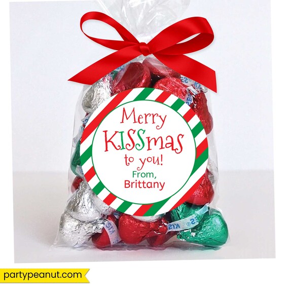 Merry Kissmas Tags Printable Kissmas Bag Topper Editable Christmas Labels Stickers Instant ...