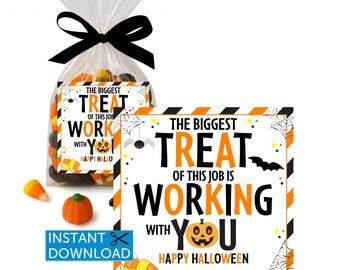 Halloween Coworker Gift Tag, Halloween Treat Tag, Coworker Gifts, Treat Working With You, Printable, Office Treat Tag, Staff, Employee