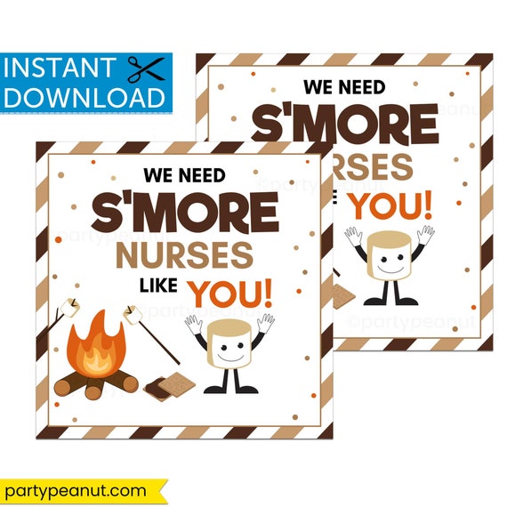 Nurse Appreciation Gift Tag, Nurse Appreciation Week, Nurse Gift Tag, Smore Nurses, Smore Tags, Smores Gift Tags, Smore Thank You Printable Il_570xn