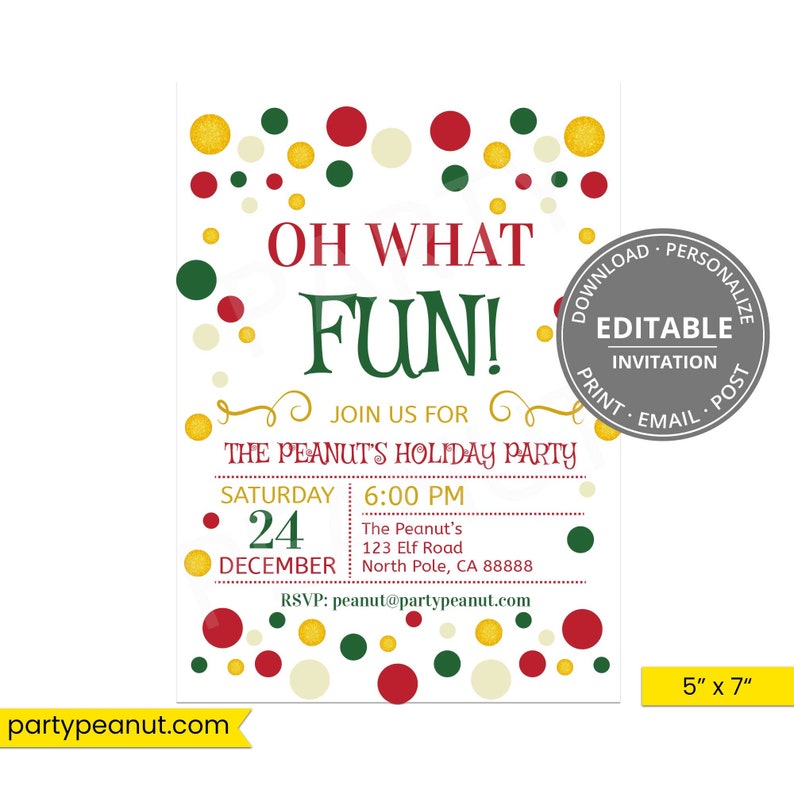 Christmas Invitation, Christmas Party Invite, Christmas Party Printable, Holiday Party Invitation, Xmas Invitation Download, Editable