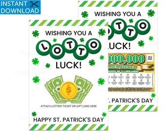 Lottery Ticket Holder, St. Patrick's Day, Teacher Gift, Coworker Appreciation, Friend Client Staff, Lotto Luck, Scratch Off Ticket