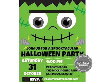 Frankenstein Invitation, Halloween Party Invite, Monster Bash Template, Editable, Printable, Instant Download