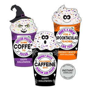 Halloween Coffee Gift Card Holder Printable Halloween Teacher Gift Card Teacher Coffee Gift Teacher Appreciation Coffee Gift Printable