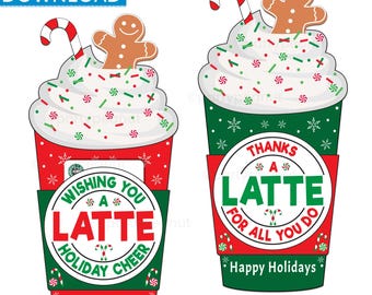 Christmas Gift Card Holder Christmas Teacher Gift Teacher Thanks A Latte Coworker Appreciation Office Xmas Coffee Gift Card Printable