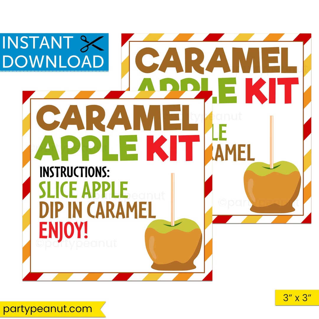 Caramel Apple Gift Caramel Apple Kit Thanksgiving Tags Fall Etsy