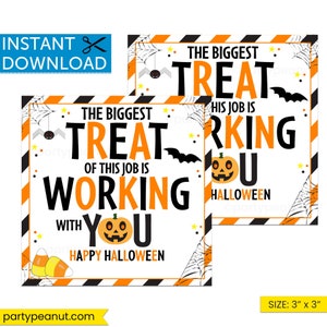 Halloween Coworker Gift Tag, Treat Working With You, Printable, Office Treat Tag, Staff, Employee, Coworker Halloween Tag