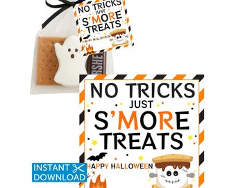 S'mores Kit, Halloween Treat Tag, Kids Trick or Treat Gift, Classroom Favors, Instant Download