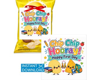 First Day of School Potato Chip Bag Tags Printable Back to School Classroom Treat Tag
