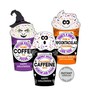 Halloween Coffee Gift Card Holder Printable Halloween Teacher Gift Card Teacher Coffee Gift Teacher Appreciation Coffee Gift Printable