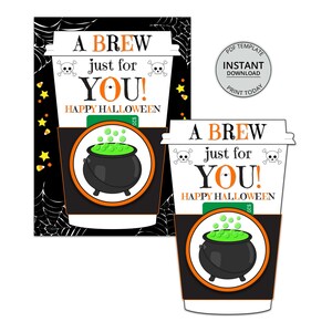 A Brew For You, Coffee Gift Card Holder, Halloween Gift Card Holder, Halloween Teacher Gift Card, Halloween Coworker, Coffee Gift, Printable
