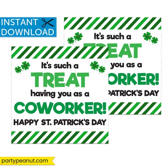 Treat Having You As Coworker St Patricks Day Tags, St Paddys Day, Coworker St Patricks Day Gift, Office St Patricks Day, Employee Gift Il_570xn