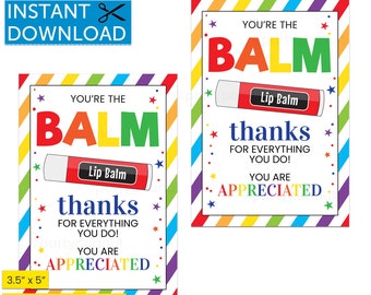 Du bist der Balsam, Lippenbalsam-Halter, Lippenbalsam-Karte, Lippenbalsam-Geschenkanhänger, Lehrer, Freund, Babysitter-Anerkennung, Danke-Tag