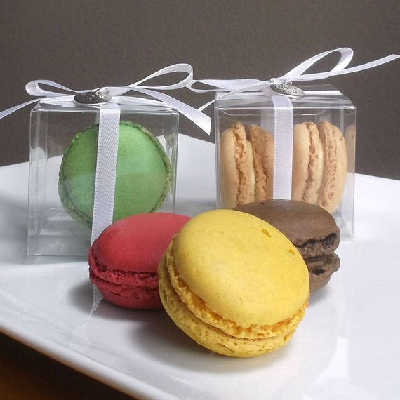 Macaron Boxes - Wedding Favor Boxes - Macaroon Favor Box, Clear Favor Boxes, Gift Box - 2 x 2 x 2 - Set of 20 Il_570xn