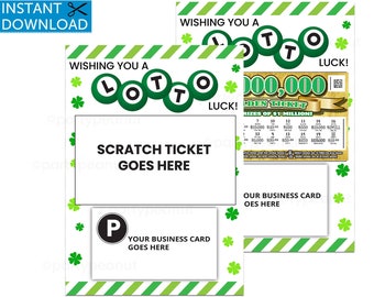 St. Patricks Day Tag, Lottery Ticket Holder, Realtor Gift, Real Estate Mailer, Realtor Pop By, Client Gift, Client Appreciation, Lotto Luck