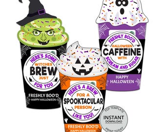 Halloween Gift Card Holder, Halloween Coffee Gift, Halloween Teacher Thank You, Teacher Appreciation, Teacher Gift, Coworker, Printable